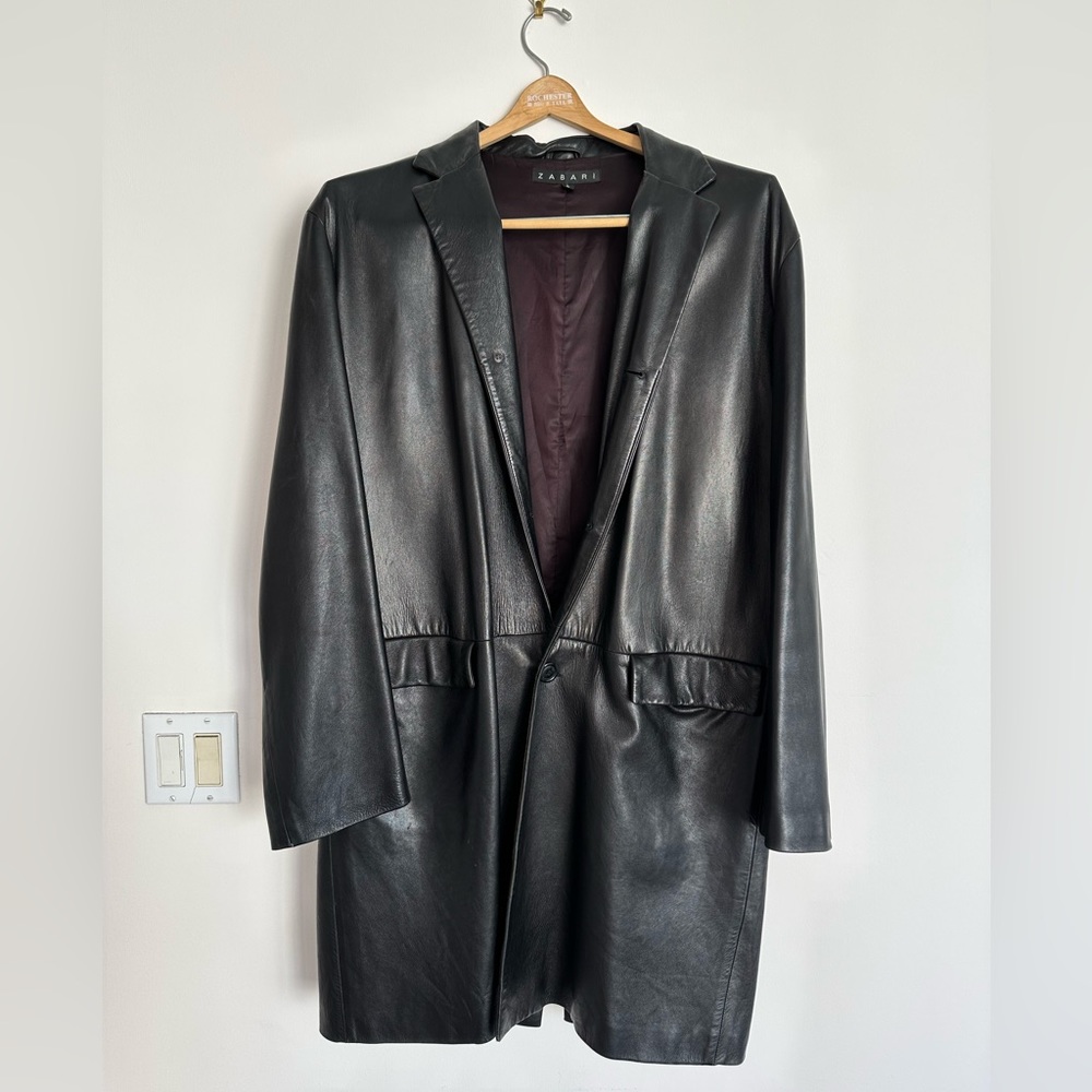 Zabari Long Leather Jacket Trench Coat